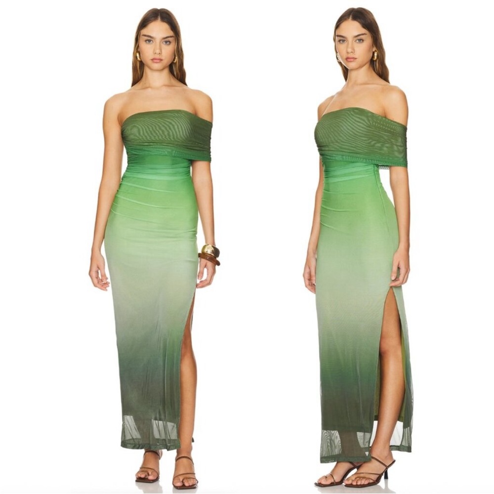 $129 NWR Bardot Aurelia Maxi Dress in Green Ombre 12 Large